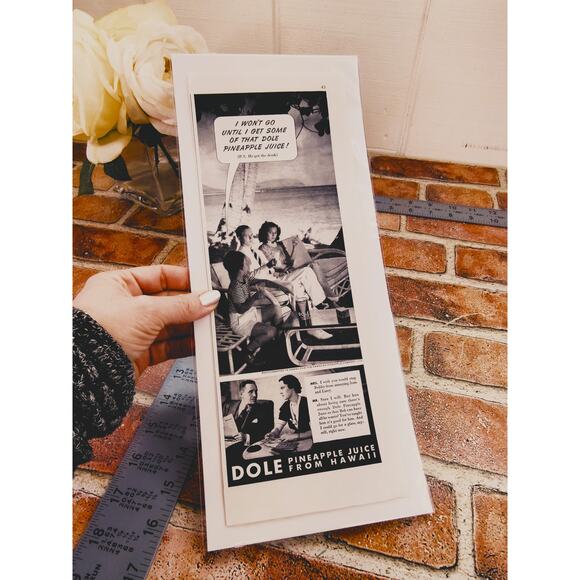 1940 Dole Pineapple Juice From Hawaii - Vtg Monochrome Print Ad - Picture 3 of 10